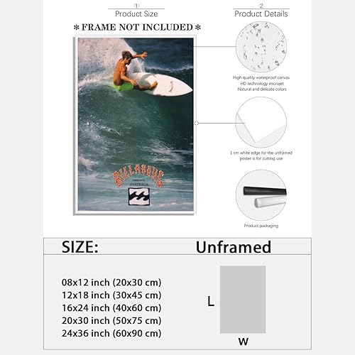 Miniatura 2 de Póster vintage de Billabong Surfing 1990, arte de pared clásico de surf Wave Rider costero, impresión en lienzo retro Ocean Sports Australia Beach