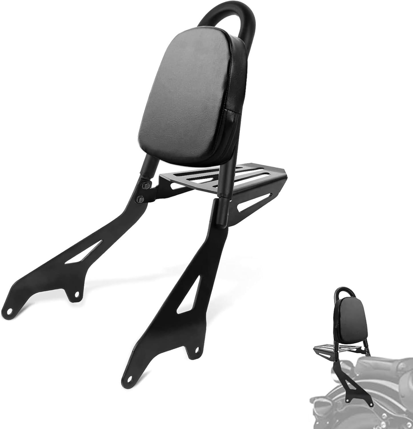 Motorcycle Backrest Sissy Bar with Luggage Rack - PSLER Passenger Backrest with Shelf Carrier for Star XVS950 Bolt XV950 R-spec 13-23
