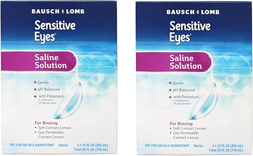 Bausch Lomb - Solución salina para ojos sensibles 24 onzas líquidas paquete de 2
