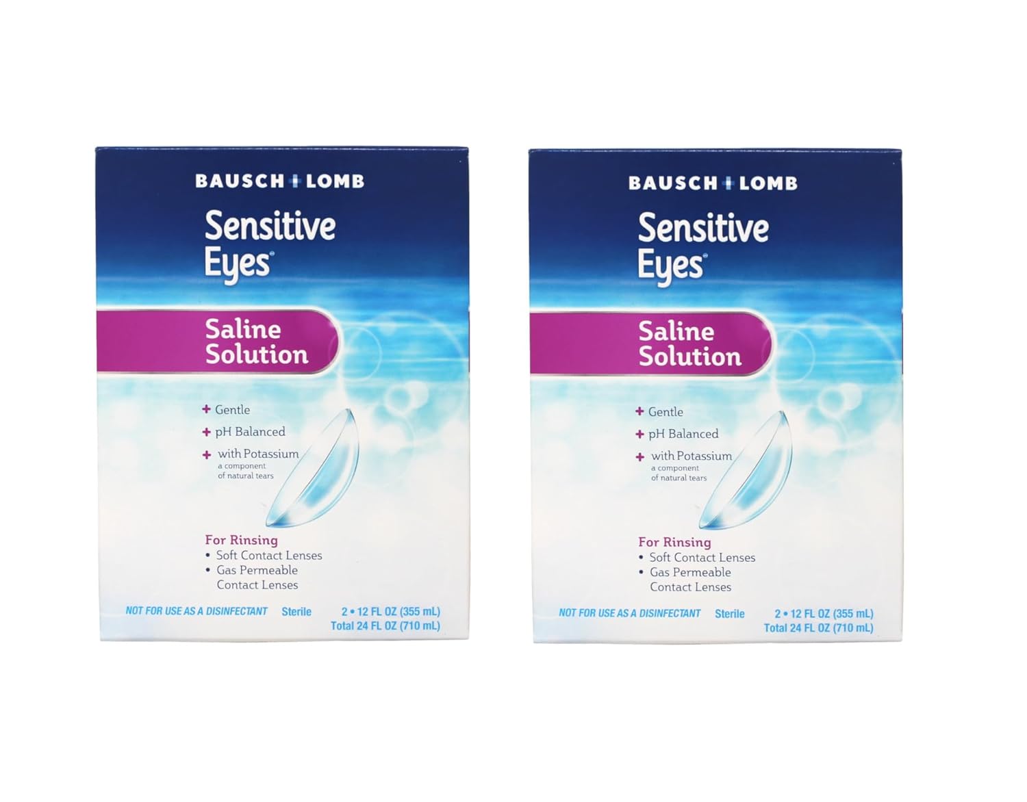 Contact Lens Solution by Bausch Lomb Saline Solution for Sensitive Eyes for Soft Contact Gas Permeable Lenses 12