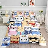 Datura Home Dog Comforter Bedding Set for Kids - Puppy Pug Cute Pattern Cartoon Career Pet Bedding With 1 Comforter and 2 Pillowcases (Full)