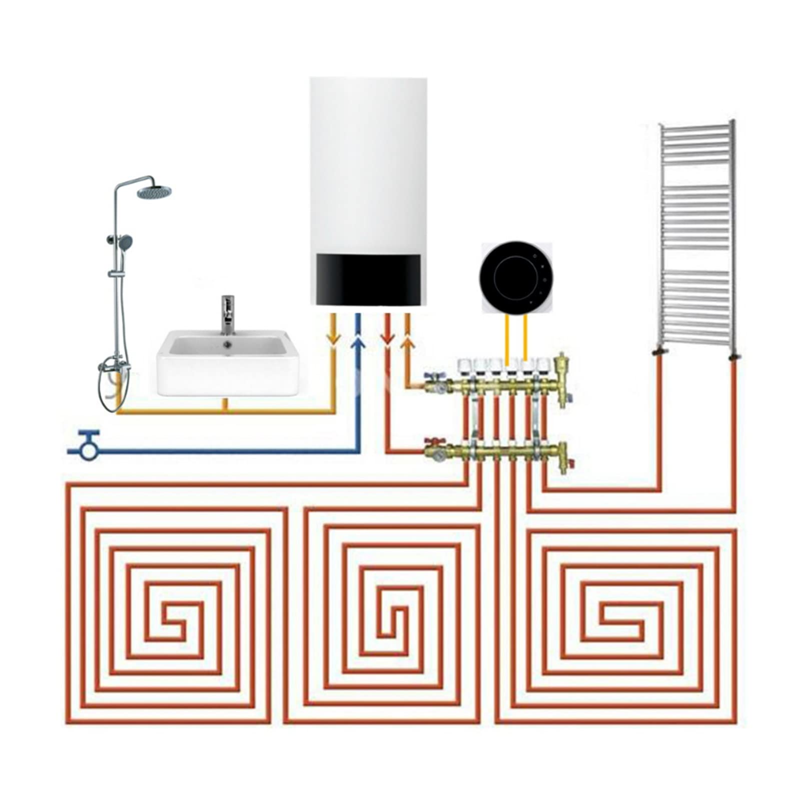 Sensore termometro, Inteligente WI-FI Termostato utilizzato for il termostato della caldaia dell'acqua/del riscaldamento pavimento elettrico in congiunzione(Noir,GA (NO WIFI))