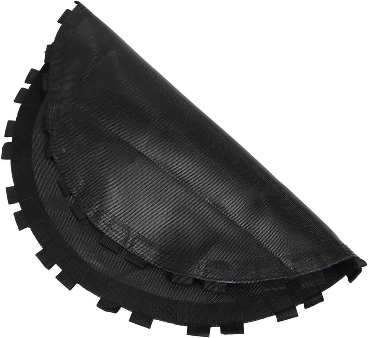 Black round Trampoline Replacement Jumping Mat with Hook for Backyard Use | Cloth Construction, Breathable Design, High Stitching, Extra Security, Prevents Tearing, Outdoor Use