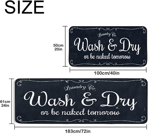 Miniatura 2 de EYECY Tapete largo para lavandería, antideslizante, impermeable, para cocina, 72 x 24 pulgadas (azul-2)