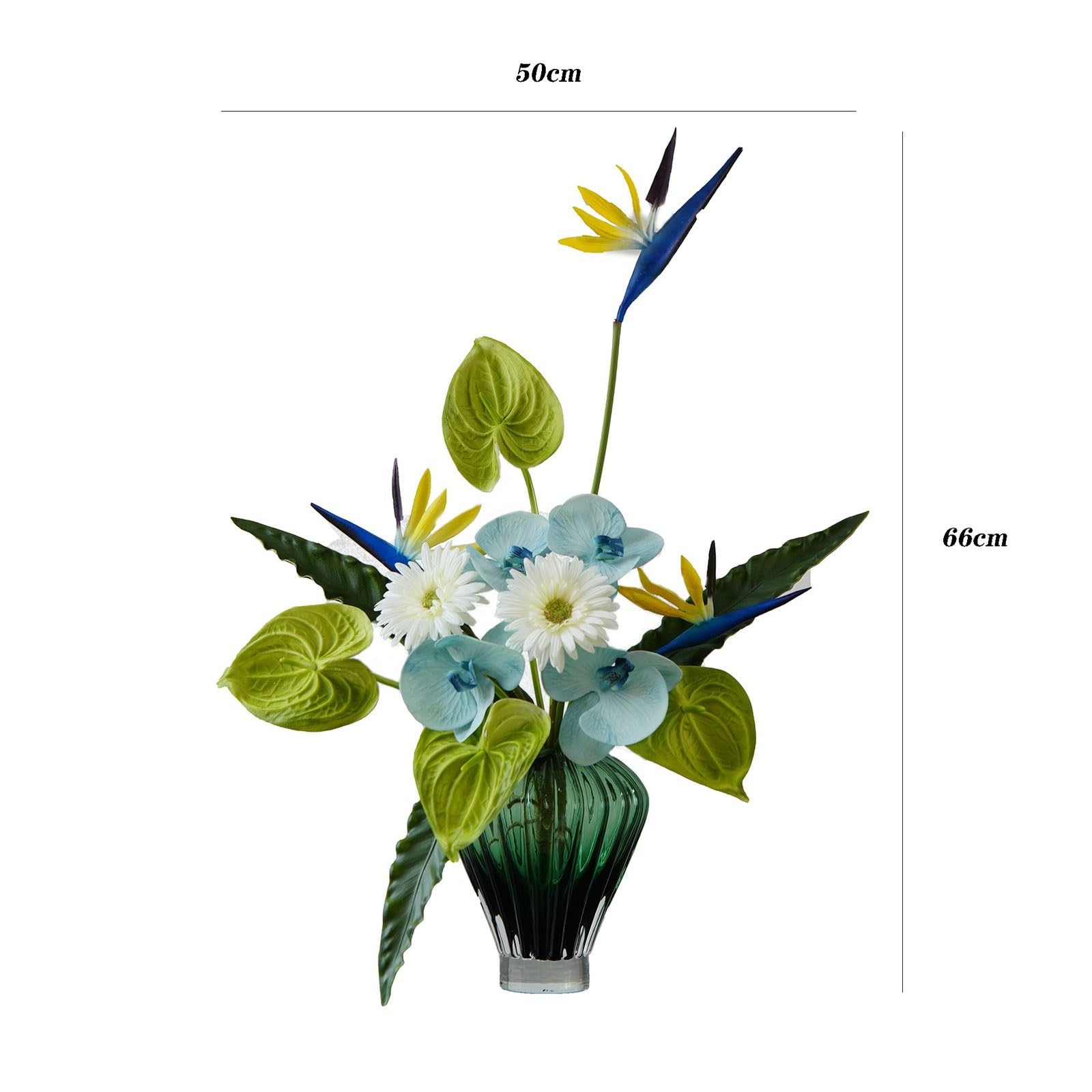 Fiori finti Centrotavola for la casa Decorazioni morbide Bouquet di fiori artificiali Set simulazione con vaso vetro per la decorazione esterna