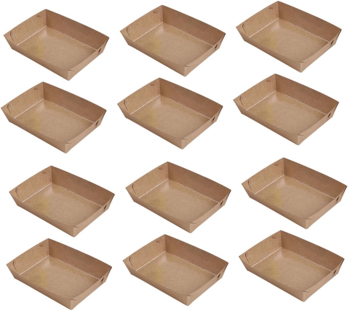 Homoyoyo 100pcs Oil-proof Kraft Paper Food Packing Boxes for Fried Snacks and Takeout, Disposable Grease-resistant Food Storage Containers for Fries, Chicken, and Hot Dogs