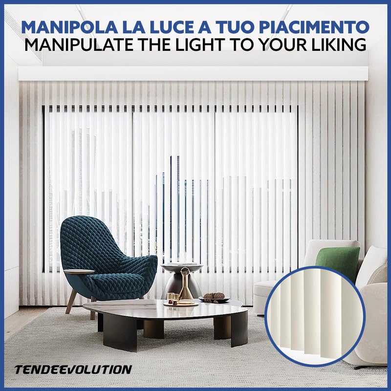 TENDEEVOLUTION Tenda a Strisce Verticali con Bande in Tessuto Shantung da 127 MM, Tenda da Ufficio per Interni con Bande Verticali e Staffe a Soffitto, Misure e Colori Personalizzabili