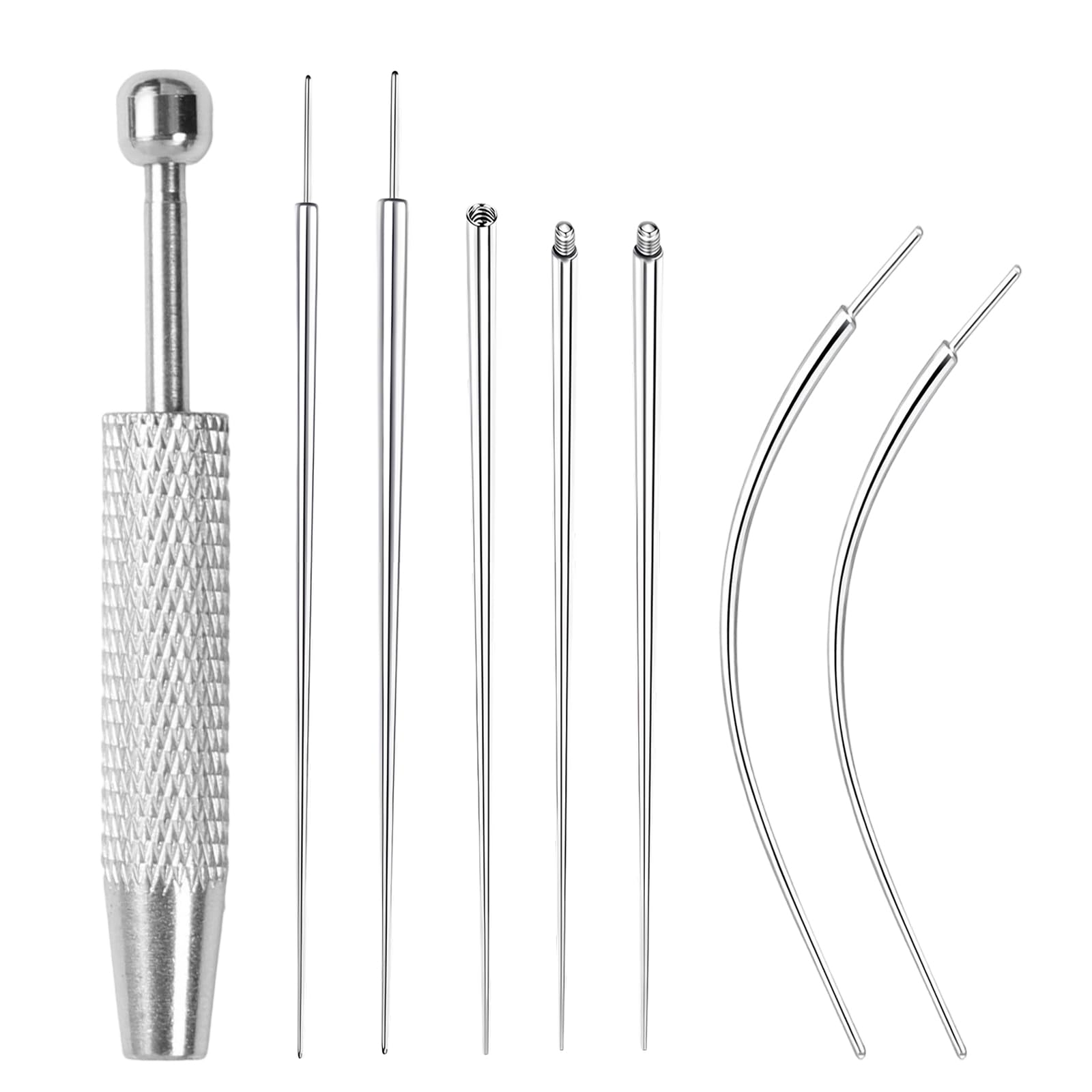 Set de Pinzas para Piercings Profesional, Kit Extractor Bolas, Conos Inserción 16G 18G