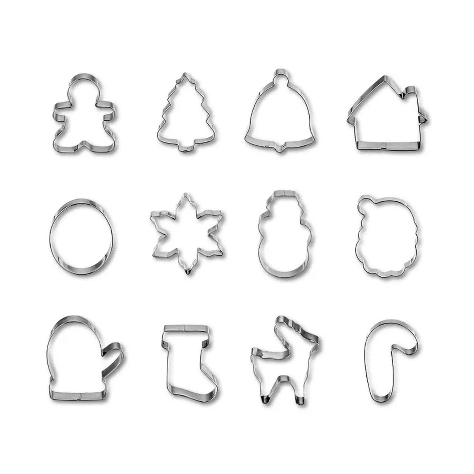 Set di 12 stampi for biscotti natalizi in acciaio inossidabile con pan di zenzero e albero di Natale(20pcs)