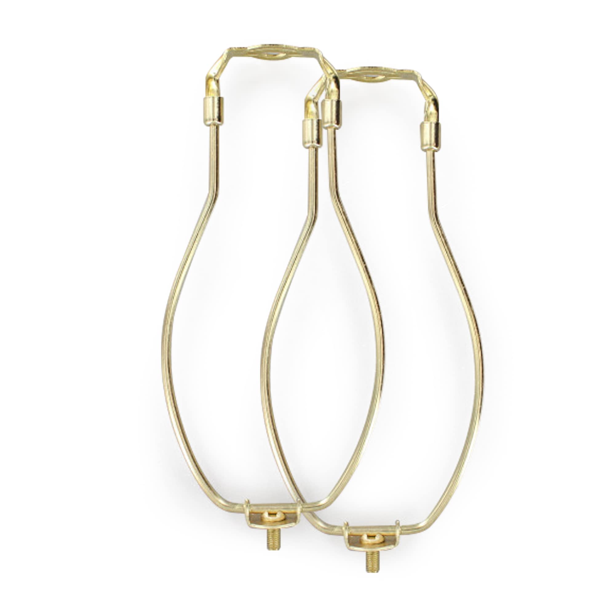 I Like That Lamp Complete Lamp Harp Set (2 Pack) - Brass 8" Harp (Suitable for 9" to 10" Lampshade) - Includes Harp, Saddle Holder Base and Finial - Harp Lamp Converter For Table and Floor Lamps