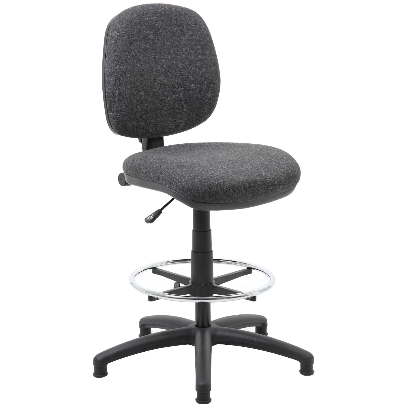 Office Furniture Online Comfort Draughtsman Chair - Ergonomic Fabric Office Chair - Foot Ring, Height Adjustable - Charcoal — image 1