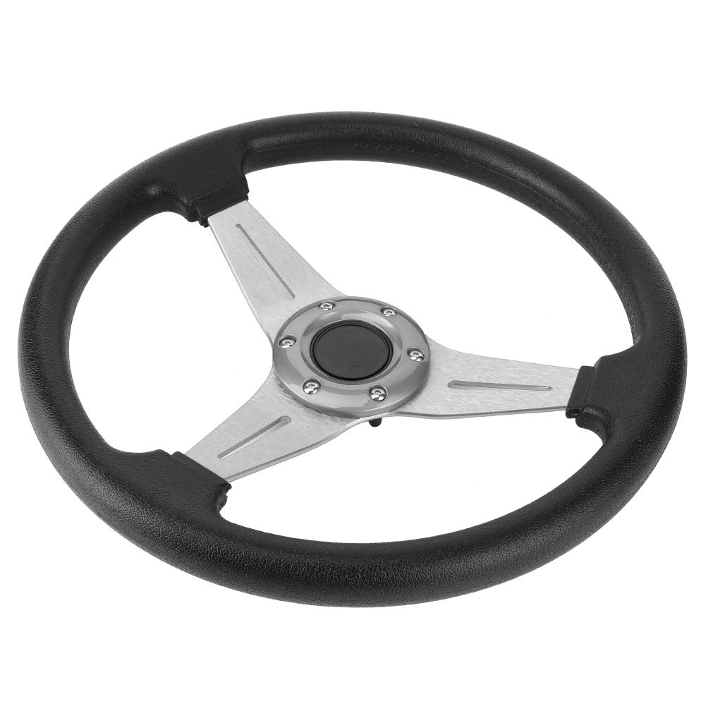 Volante de Coche, Akozon /14in Racing Car Drifting Volante Universal Sport Volante para Dirección de Coche Modificado (Plata)