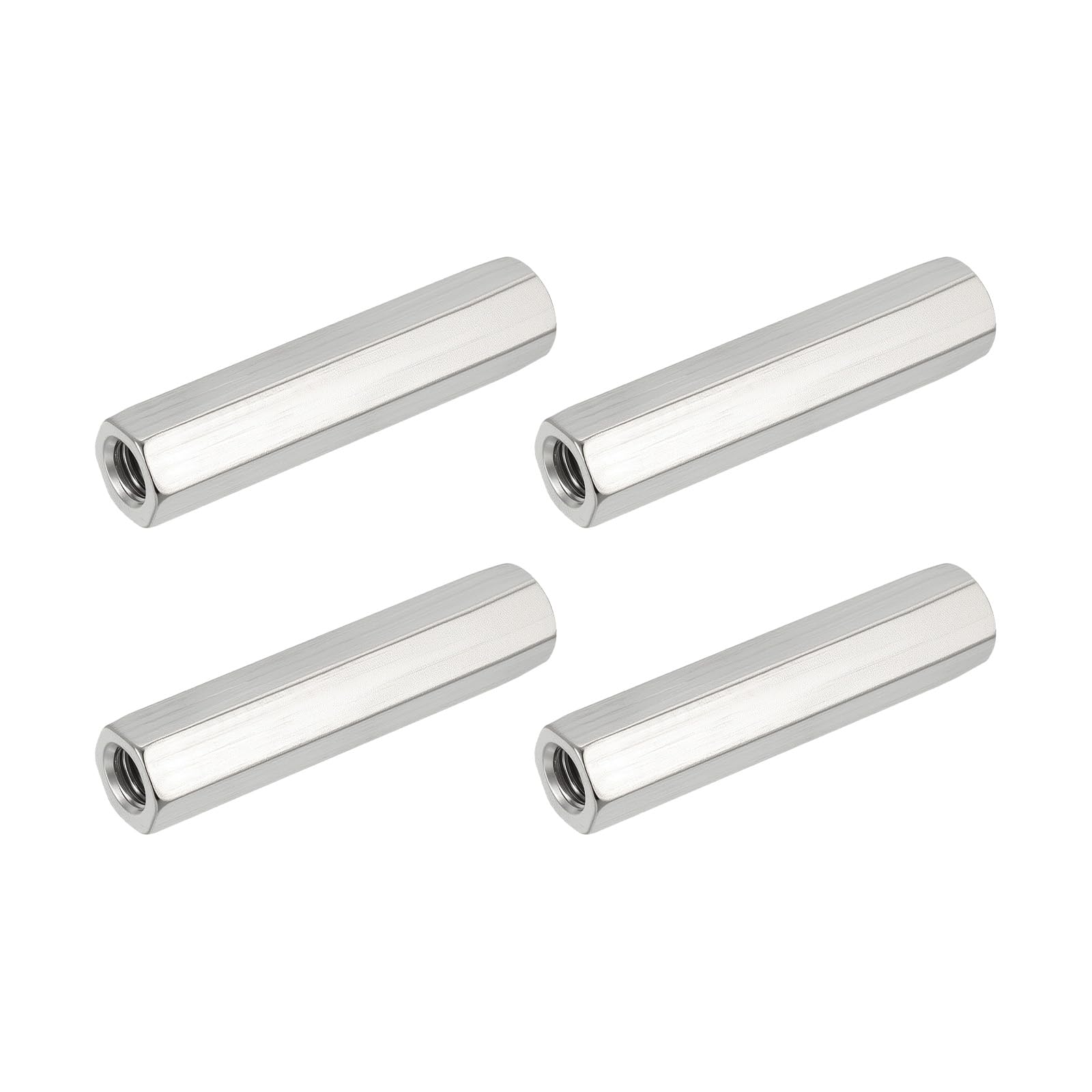 HiPicco Hex Coupling Nuts, M8 x 1.25-Pitch UNC 55mm/2.17" Length, 4 Pack 304 Stainless Steel Rod Coupling Nut for Threaded Rods & Studs