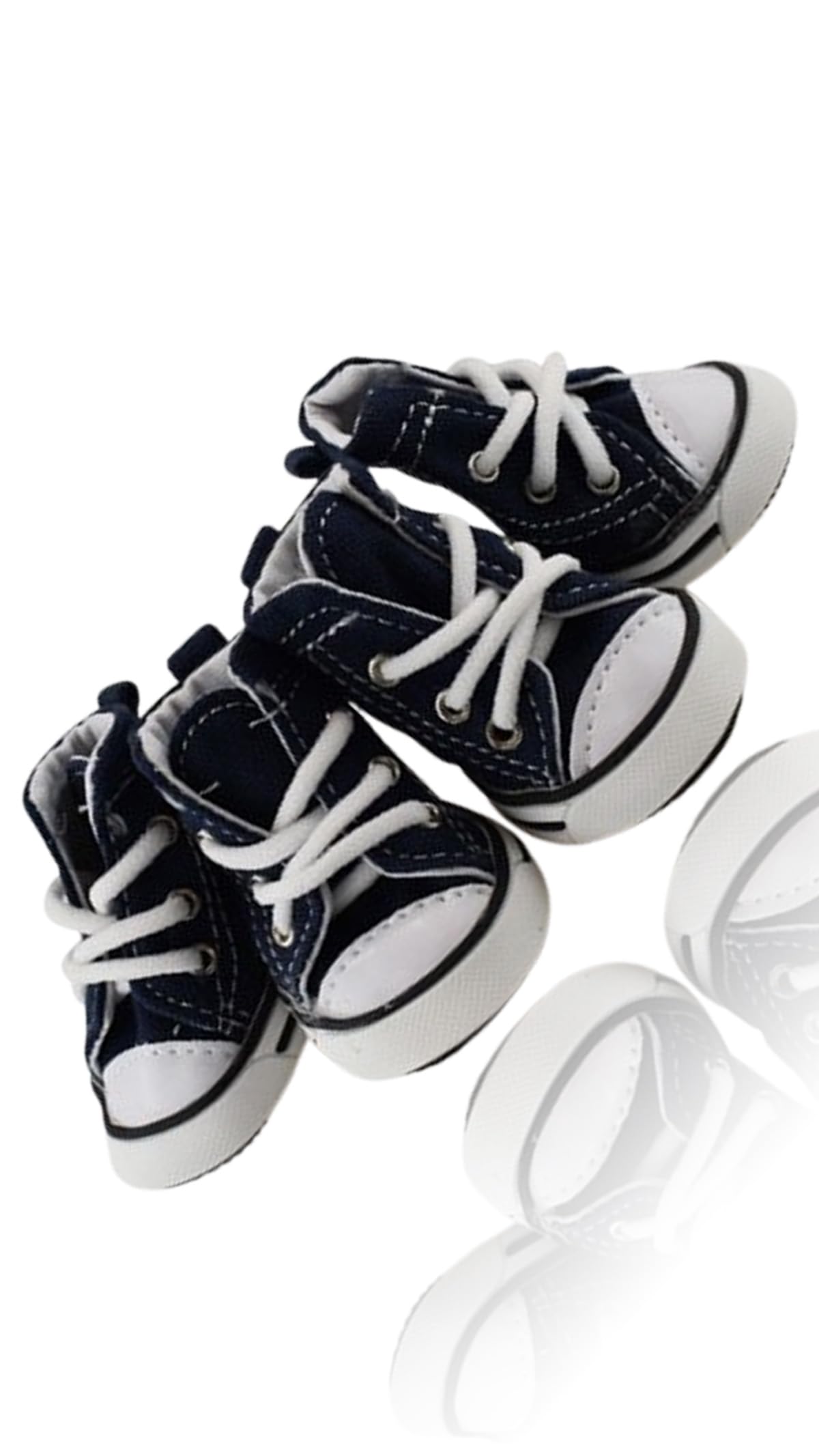 Sweet seven Dog Shoes - 4PCS Breathable Boots, Nonslip Canvas Sport Shoes, Anti-Slip Rubber Sole Booties for Hot Pavement, Outdoor & Indoor Paw Protectors (Blue, 3 Yards)