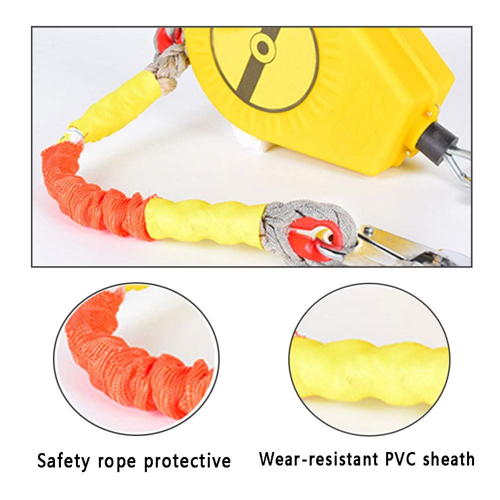 Antichute a Rappel Automatique, Longe Élastique Anti-Chute pour Industrie, Corde de Sécurité Rétractable - pour Échafaudage et Travaux Aériens, 5m/7m/10m/15m/20m/30m7m