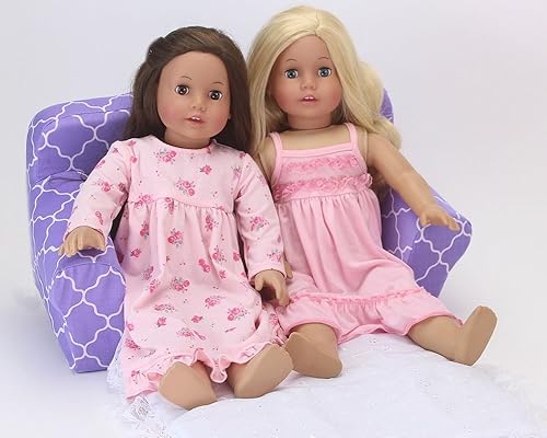 Miniatura 9 de Sophia's Sofá plegable 2 en 1 con estampado marroquí ligero que se convierte en una cama, se adapta a dos muñecas de 18 pulgadas, rosa claro