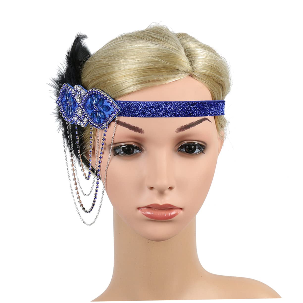 Beavorty 2piezas Diadema De Cadena Borlas Para Mujeres Accesorios De Fiesta y Fotografía Para Bodas y Eventos Azul
