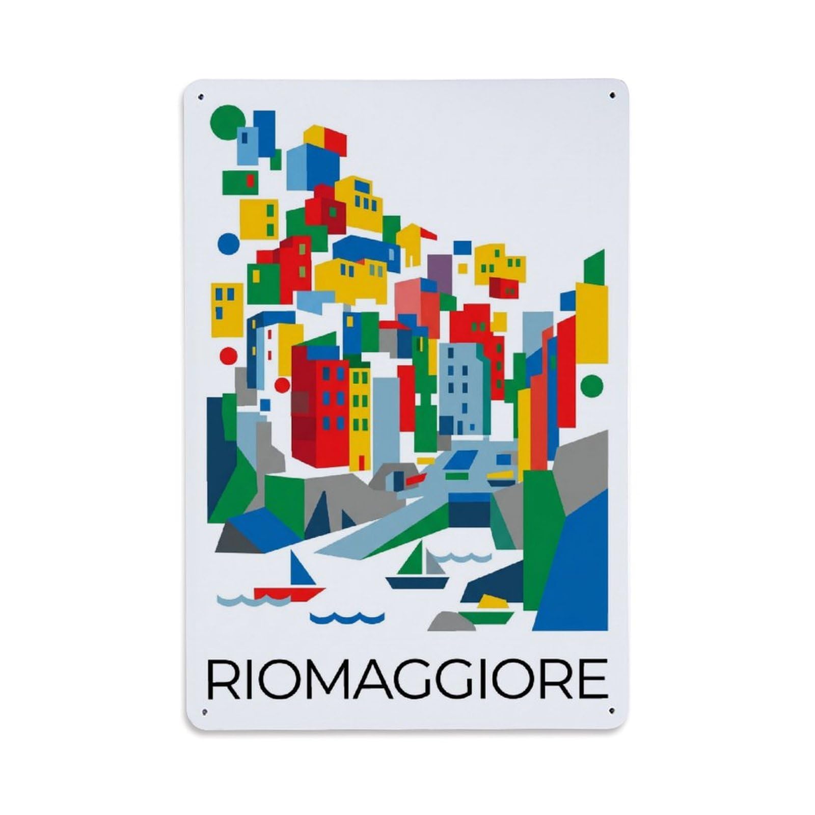 Huiyhb 8X12inch(20X30cm) Vintage Travel Riomaggiore Italy Abstract Metal Tin Sign