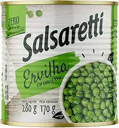 ERVILHA EM CONSERVA SALSARETTI ZERO ADIÇÃO DE AÇÚCAR LATA 170g