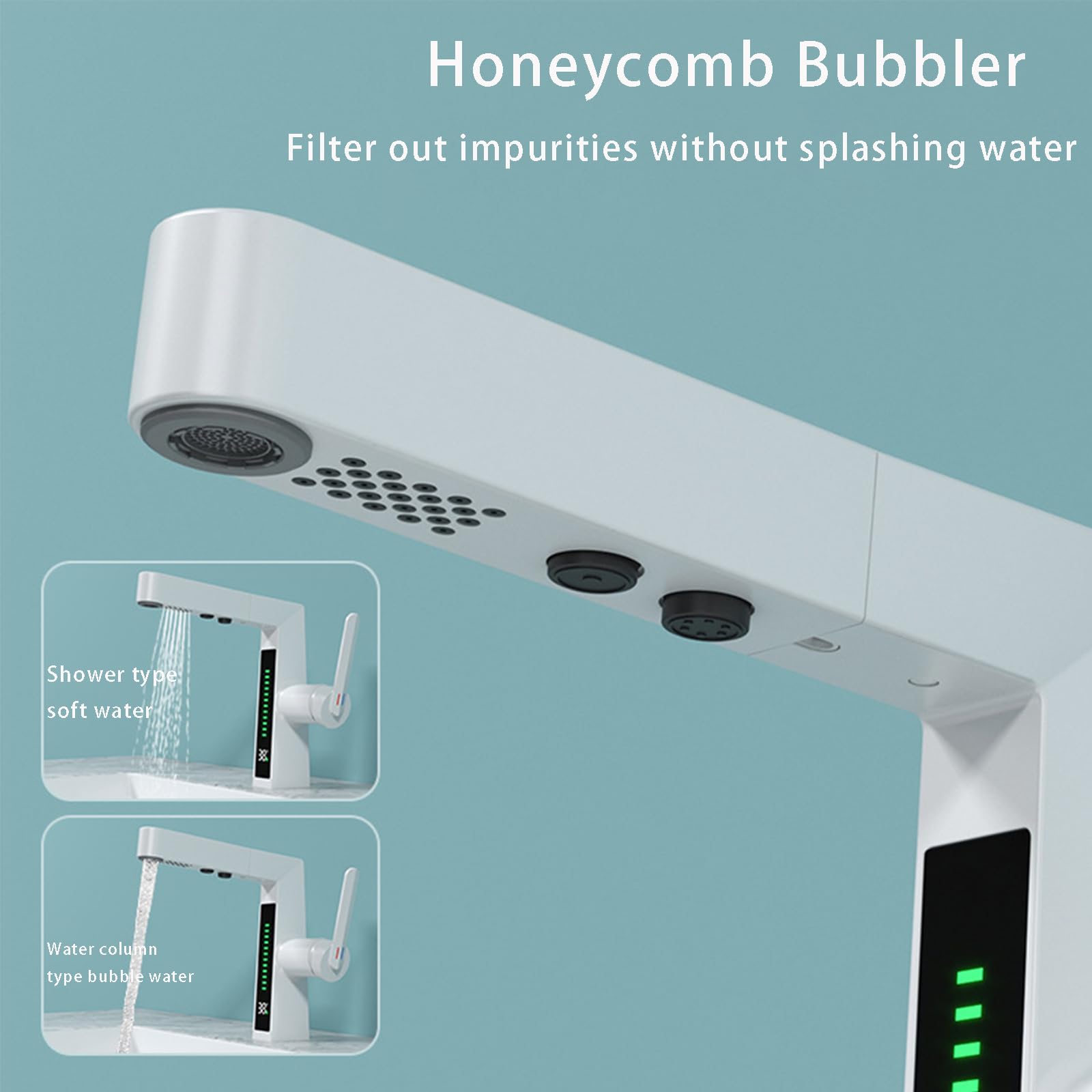 Bateria do umywalki LED, bateria łazienkowa z wyciąganą wylewką, cyfrowy wyświetlacz temperatury, mosiężna bateria umywalkowa z 2 trybami natrysku, pojedynczy uchwyt
