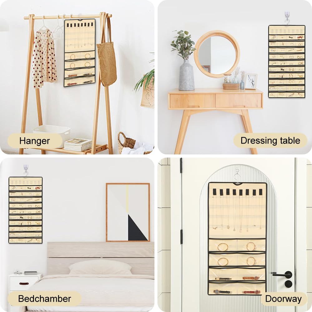 YZROHYI Organisateur De Bijoux Mural,Support Boucle D'oreille Murale,Rangement Bijoux Suspendu,Porte Bijoux à Accrocher,Porte Boucles D'oreilles Présentoir ,Jewelry Hanging Organizer - Gris