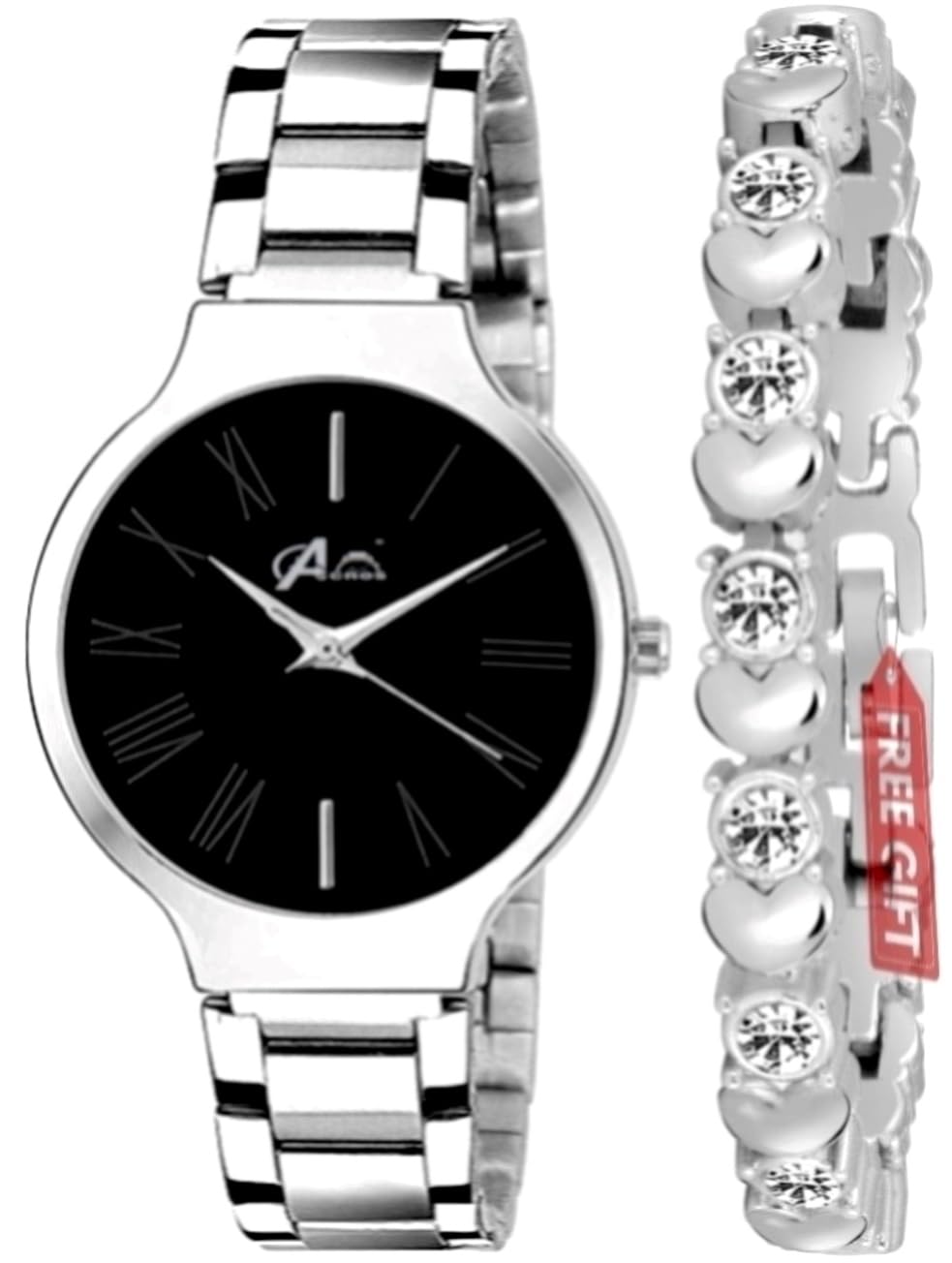 AcnosPremium Analog Women's Watch (Multicolour Dial Multi Colored Strap), Black, Free, bracelet