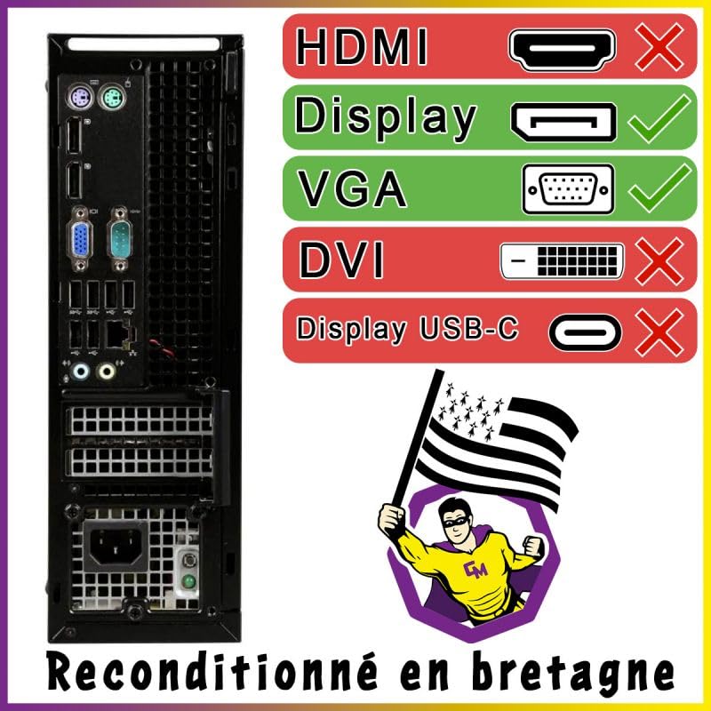 Dell PC Optiplex 9020 SFF Intel I5-4430 RAM 16Go SSD 250Go WiFi W11