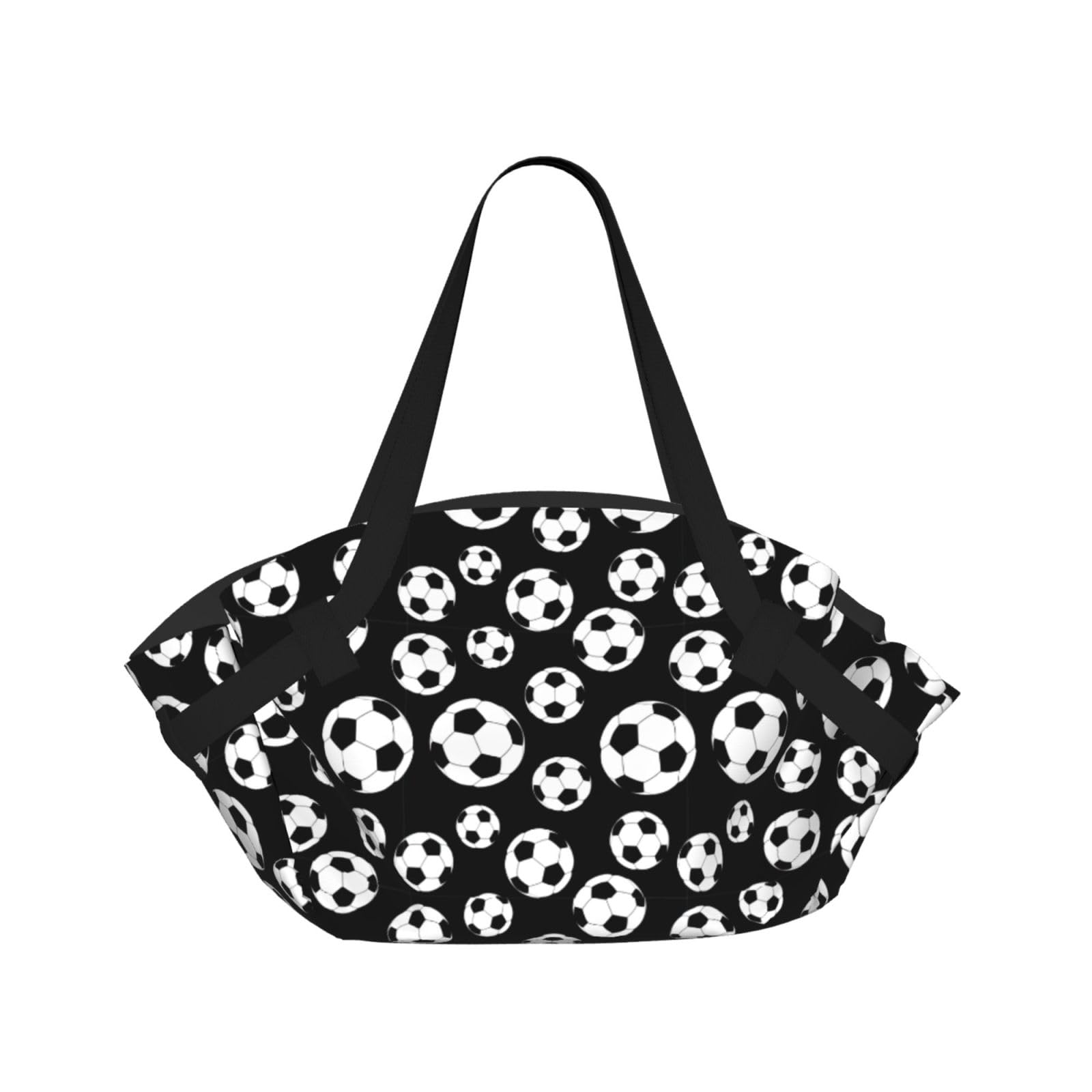 UVBDF Soccer Black 2-in-1 Camping Blanket Tote, Waterproof Stylish Printed Outdoor Bag for Beach Park and Picnic