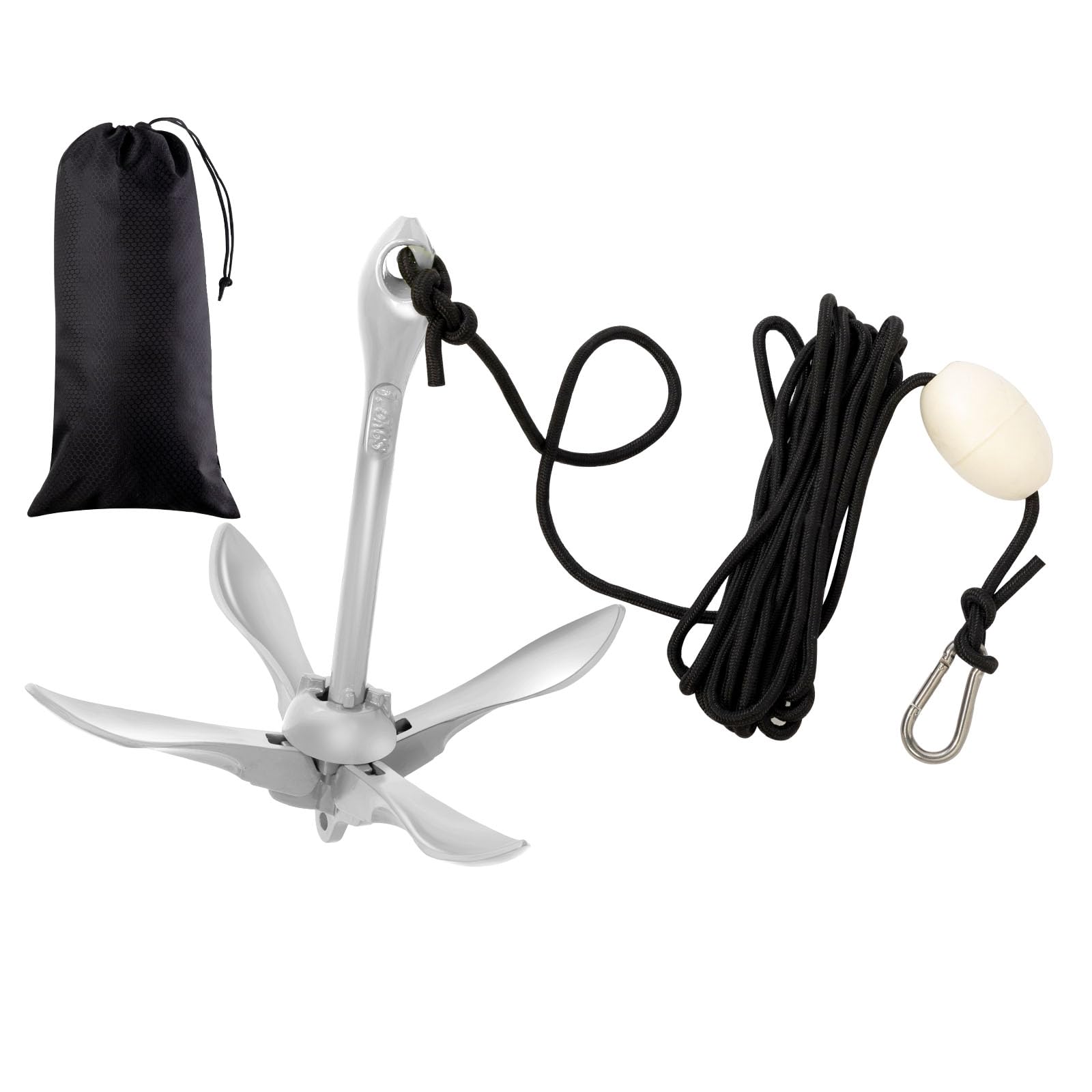 MorningRo 1 Pack Marine Kayak Anchor Kit Folding Grapnel Boat Anchor Kit Kayak Fishing Accessories for Small Boats Canoe Paddle Boards