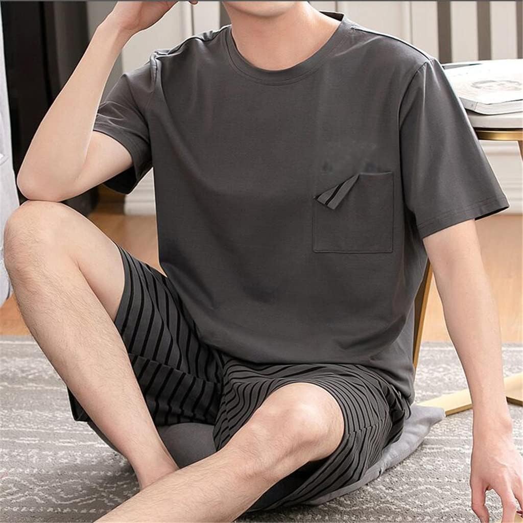 Striped Gray Pants Pajamas Cotton Short Sleeves Trousers Half Can Be Worn Outside