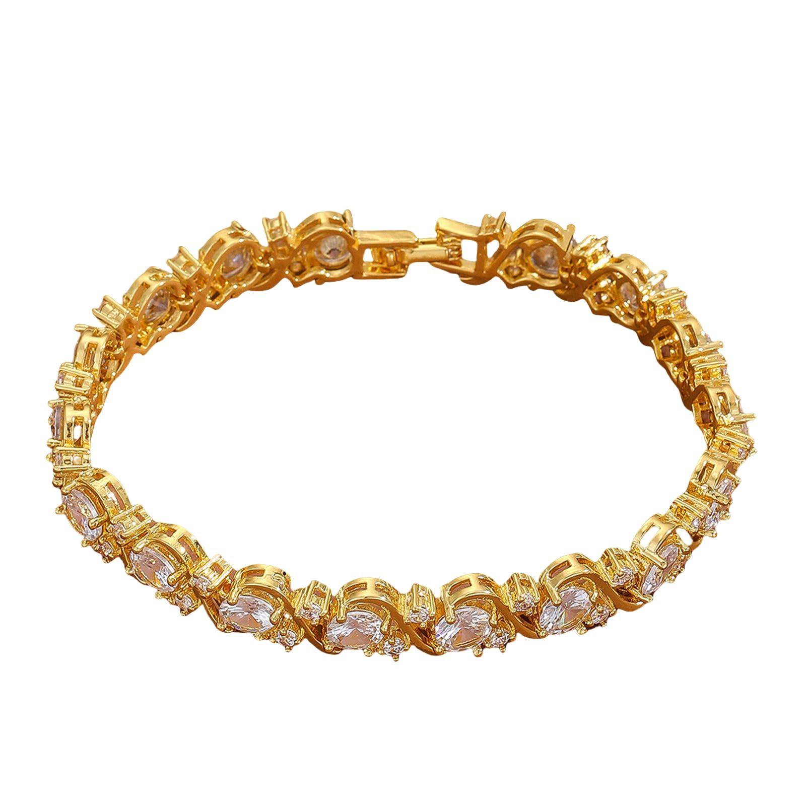 WXQZHF women's bracelets fashionable and elegant zircon bracelet retro inlaid simulation color for women-gold