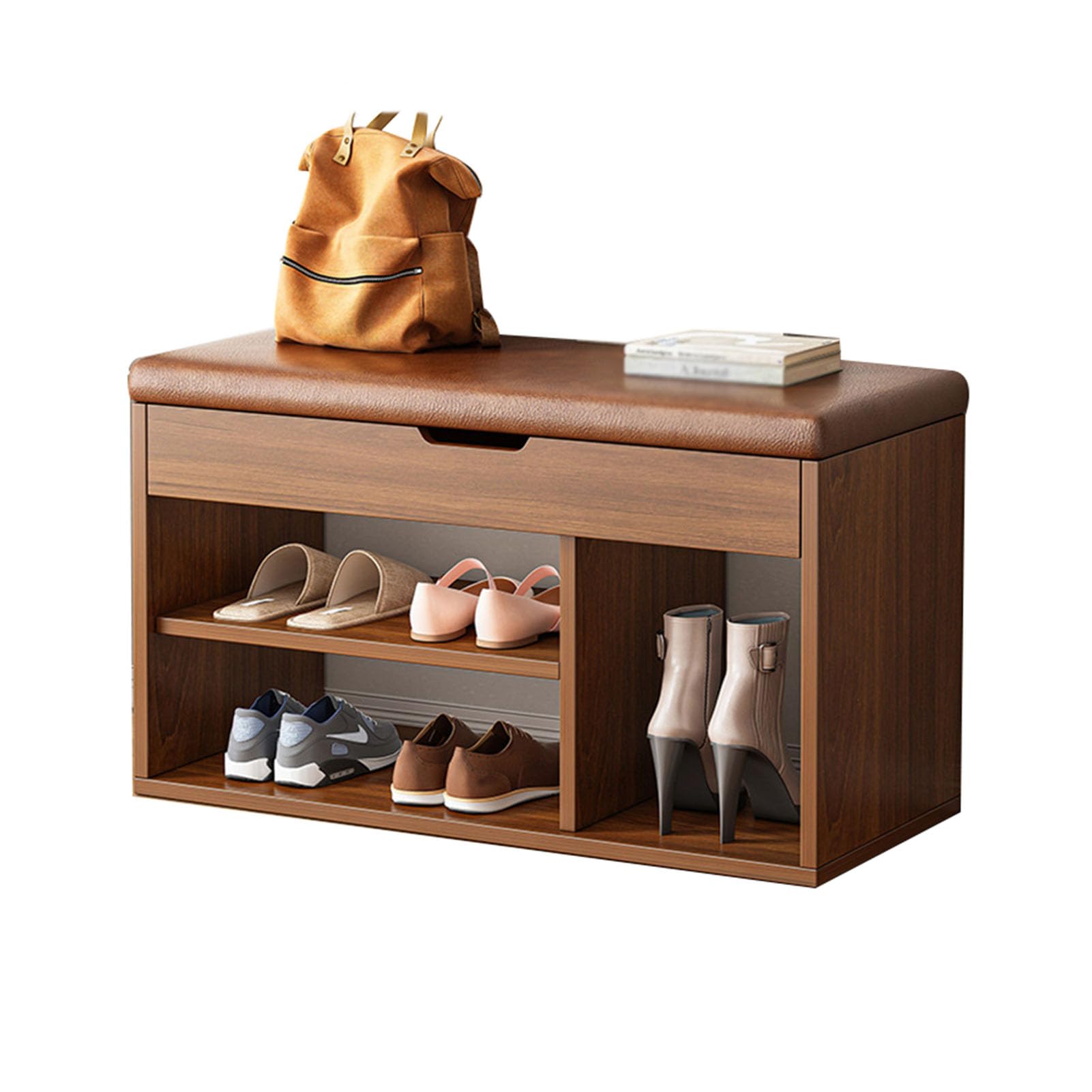 GHFXSCV 2-Tier Shoe Rack Bench for Entryway - 2-in-1 Shoe Storage & Soft Seat Stool for Bedroom, Bathroom, Hallway - Stylish & Functional nizer (Color 3, 60x28x44cm)