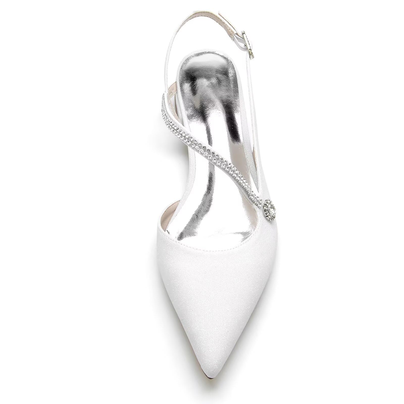 Zapatos planos de satén con abalorio para mujer, cómodos zapatos de novia blancos con correa al tobillo, zapatos de fiesta de graduación