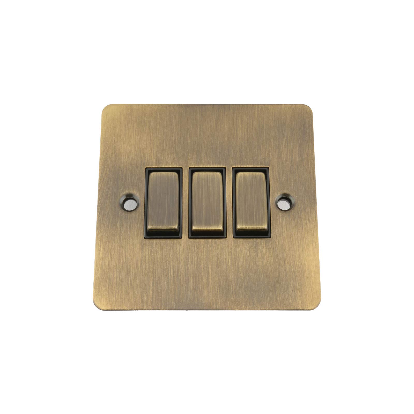 A5 Products Black Antique Brass Flat Switch 3 Gang Insert Metal Rocker Switch