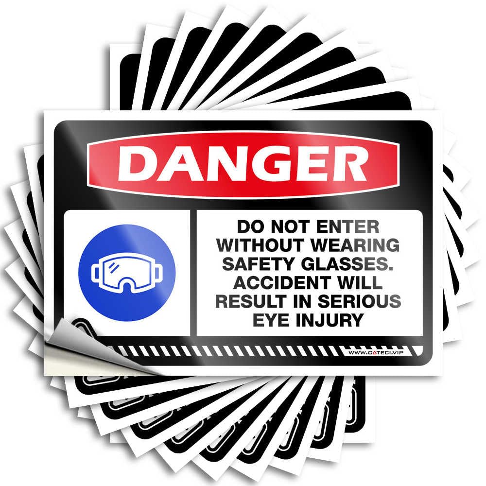 Tattoo Hard Autumn Danger Do Not Enter Without Wearing Safety Glasses for Spring - Front Yard Decor Easy Peel Removable(12X18CM)