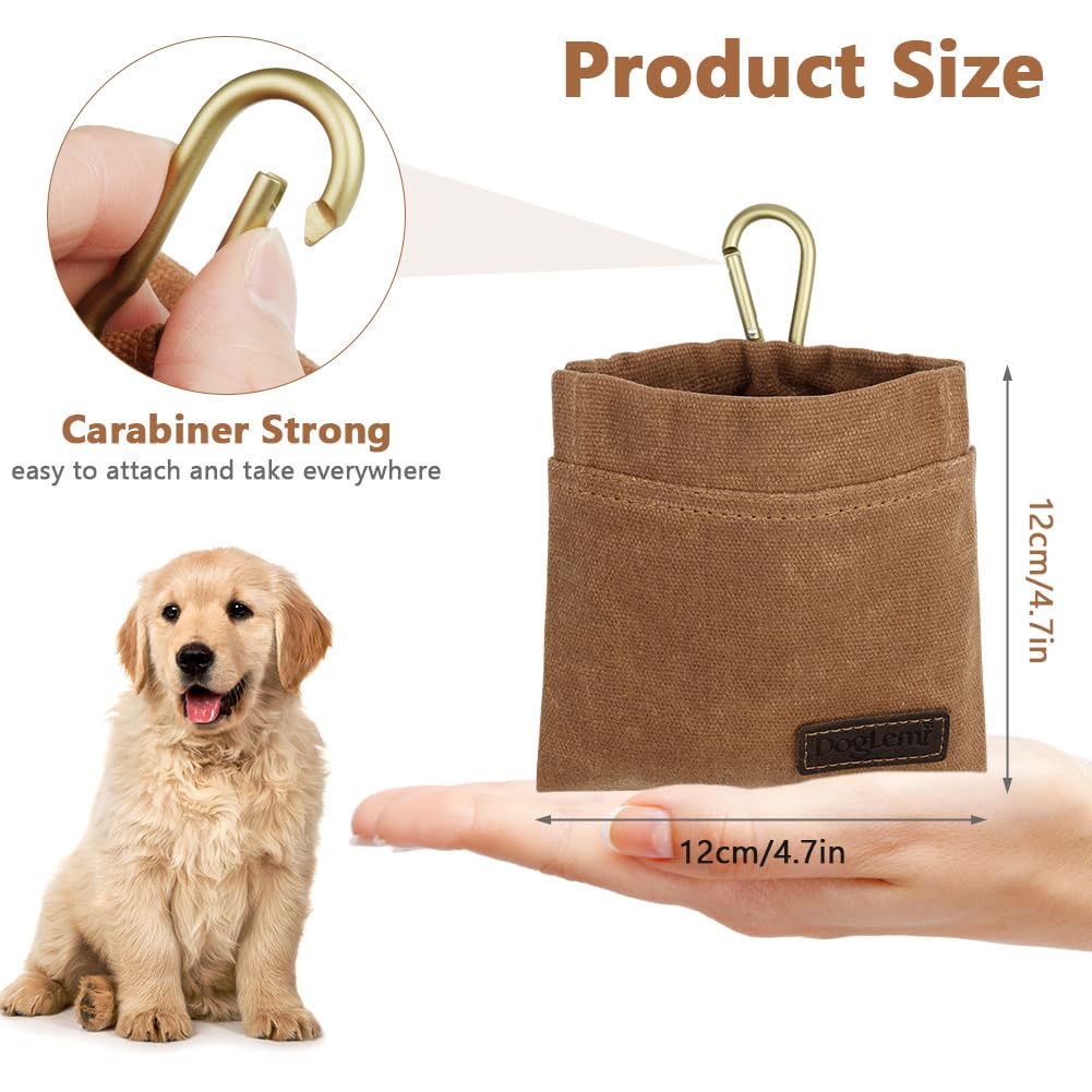Borsa Addestramento Cane, Borsa Porta Snack per Animali Domestici, Porta Snack Cane, Sacchetto per Cani a Mani libere con moschettone, per addestramento di Cani (Marrone)