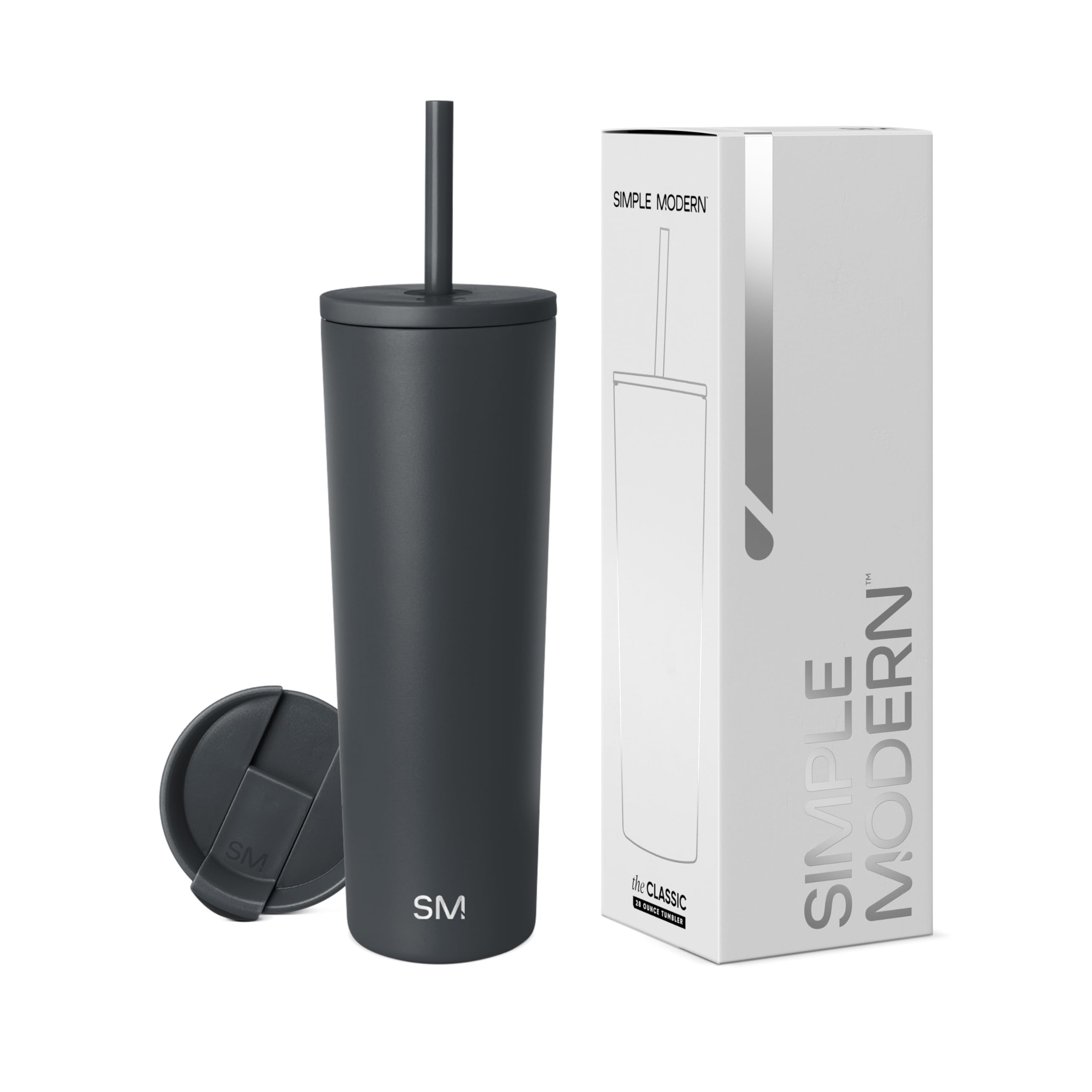 Simple Modern Gobelet Isotherme Avec Paille Et Couvercle Pour Adulte, Réutilisable, En Acier Inoxydable, Pour Café Glacé, Voyage, Cadeau, Collection