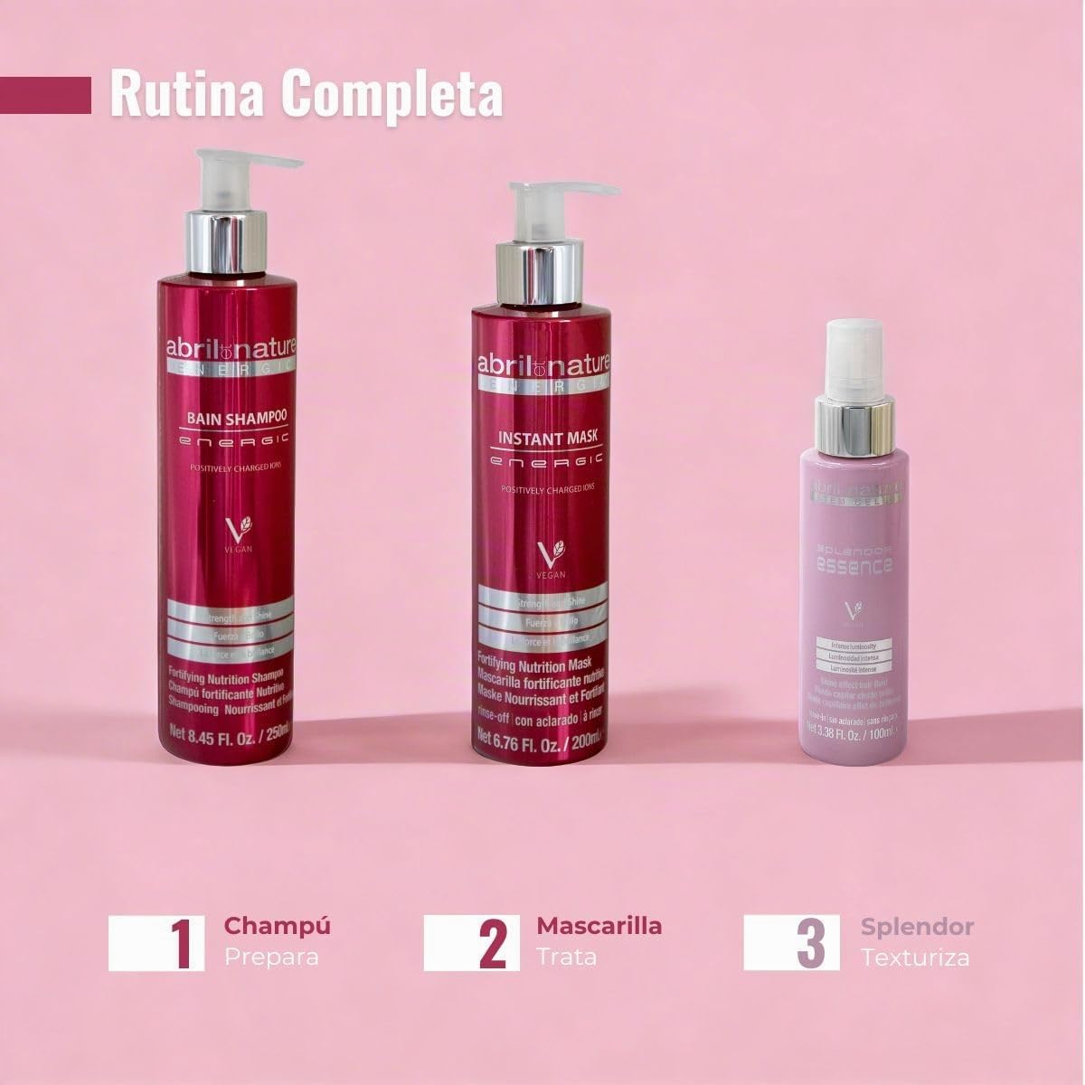 abril et nature - Energic Champú Profesional - Cabellos con Necesidad de Nutrición - Evita el Encrespamiento y Elimina la Electricidad Estática - Hidrata y Repara - Carga de Iones Positivos - 1000 ml