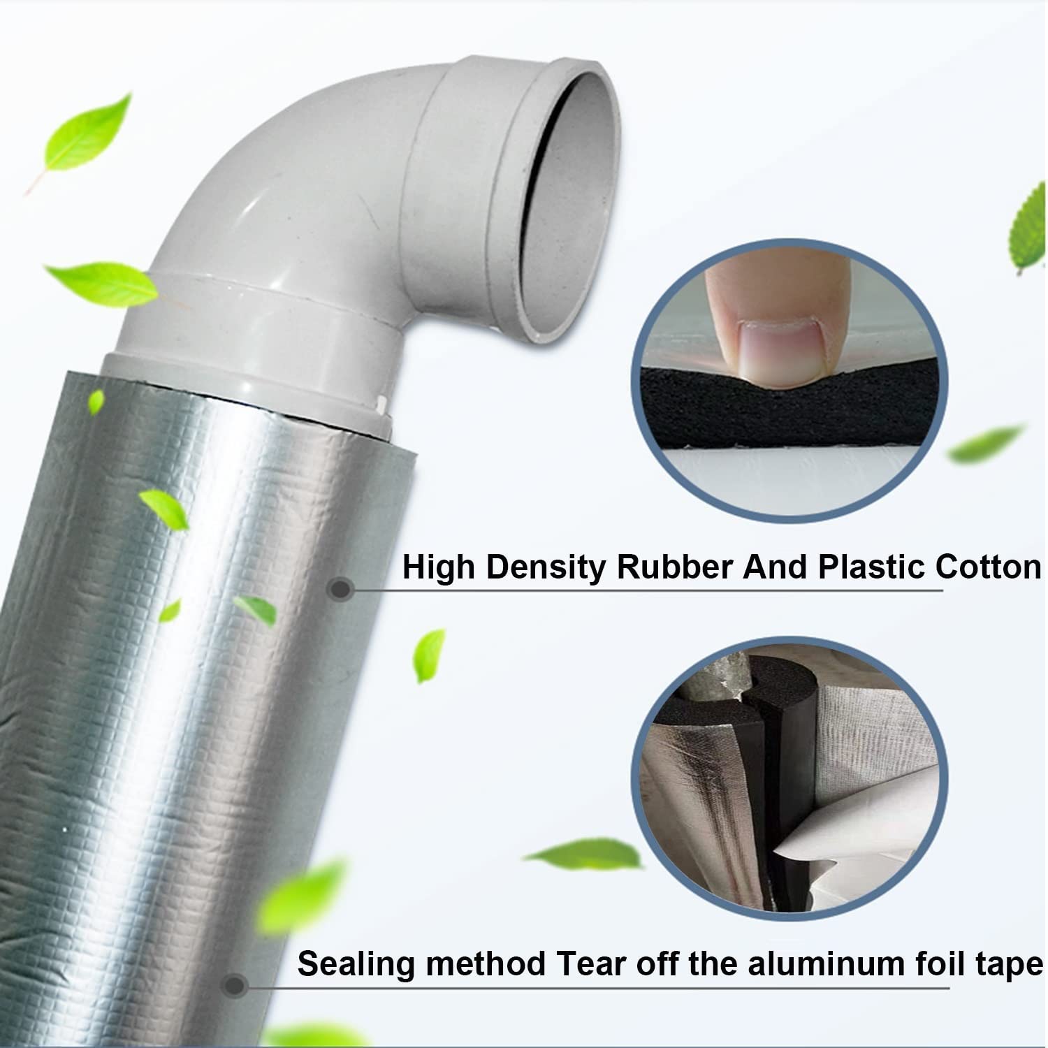 22-114mm Flexible Rohrisolierung, Aluminiumfolien-wärmeisolierungsrohr, Dickes Rohrisolierung Selbstklebend, Wasserdicht/frostschutzmittel, Dicke 20/30mm (Color : 30mm/1.2in, Size : 114mm/4.5in)