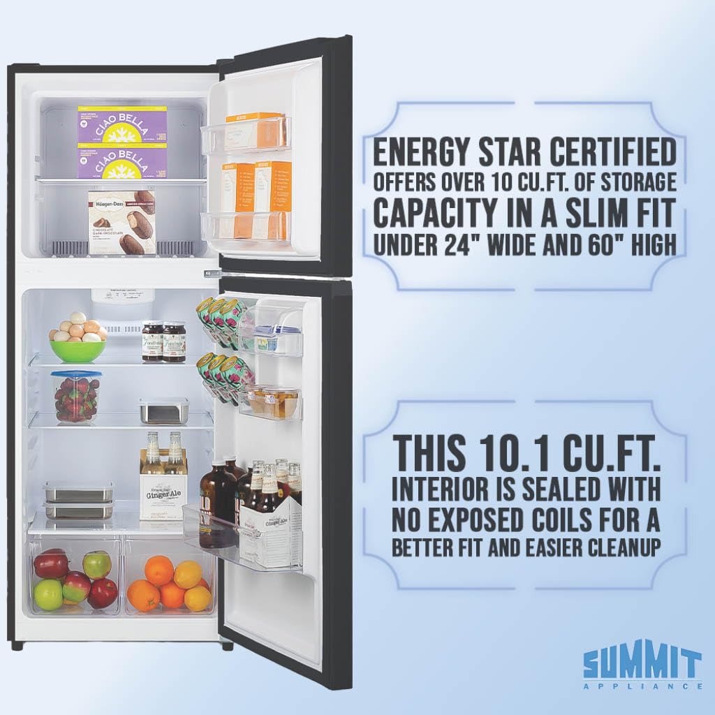 Summit 24" Refrigerator, Refrigerator - Freezer, Energy Star, Black - Ff1087b on Fridge.com - View 3