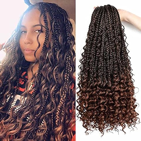 Mytarku 7 Packs Box Braids Crochet Hair 20 inch Box Braids Crochet Braids with Curly Ends 3X Synthetic Braiding Hair Extension (20 Inch,T30) Cover