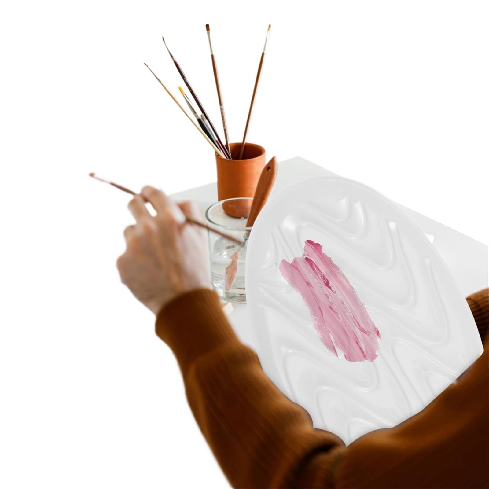 Palette en Plastique Lot de 10 palettes vides for mélanger aquarelles, Gouache, Peinture à l'huile, compactes, légères, Portables et réutilisables pour Le MéLange des Couleurs
