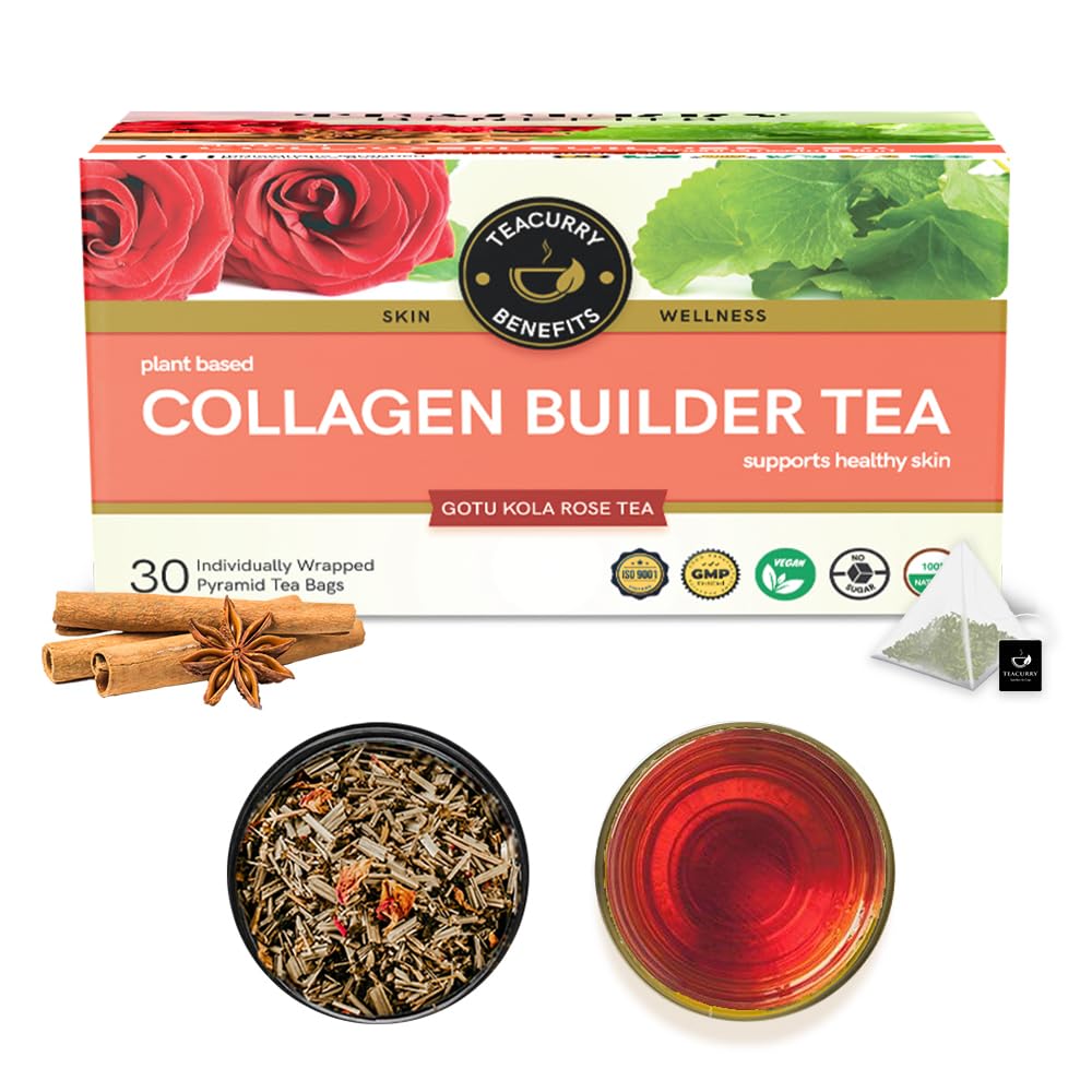 TEACURRY Collagen Tea (1 Month Pack, 30 Tea Bags) - Healthy Bright Looking Skin - Herbal Tea - All Natural Caffeine Free