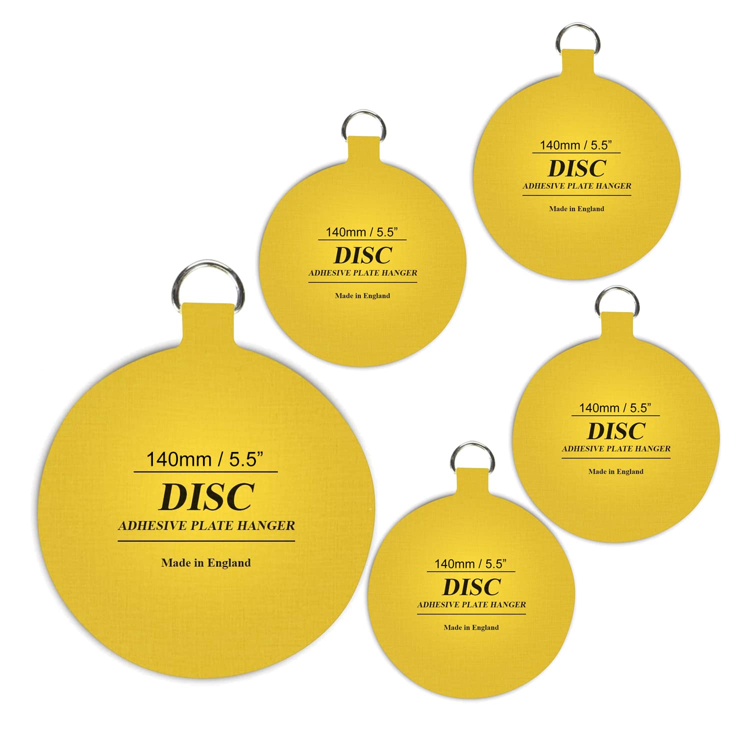 Sisi Uk Yellow Disc Plate Hanger For Walls - Strong Invisible Holder, Size 140Mm - Pack Of 5 Self-Adhesive Hooks For Picture Plate Hanging