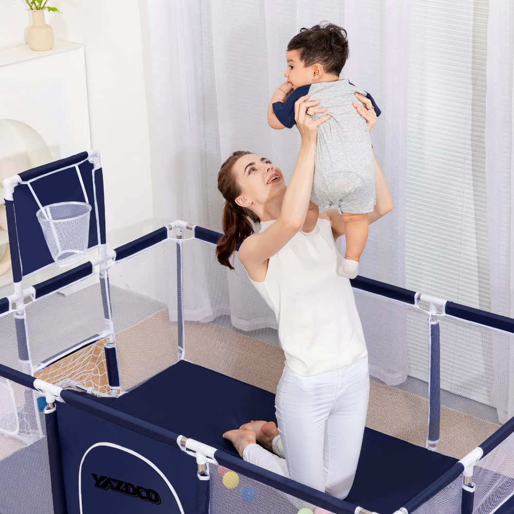YAZOCO Box Bambini Maglia Traspirante Recinto Per Bambini Con Telaio da Basket Giochi Neonato Interno o Esterno