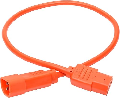 Miniatura 2 de Tripp Lite Cable de extensión de alimentación estándar para computadora, 10A, 18 AWG (IEC-320-C14 a IEC-320-C13), naranja, 2 pies (P004-002-AOR)