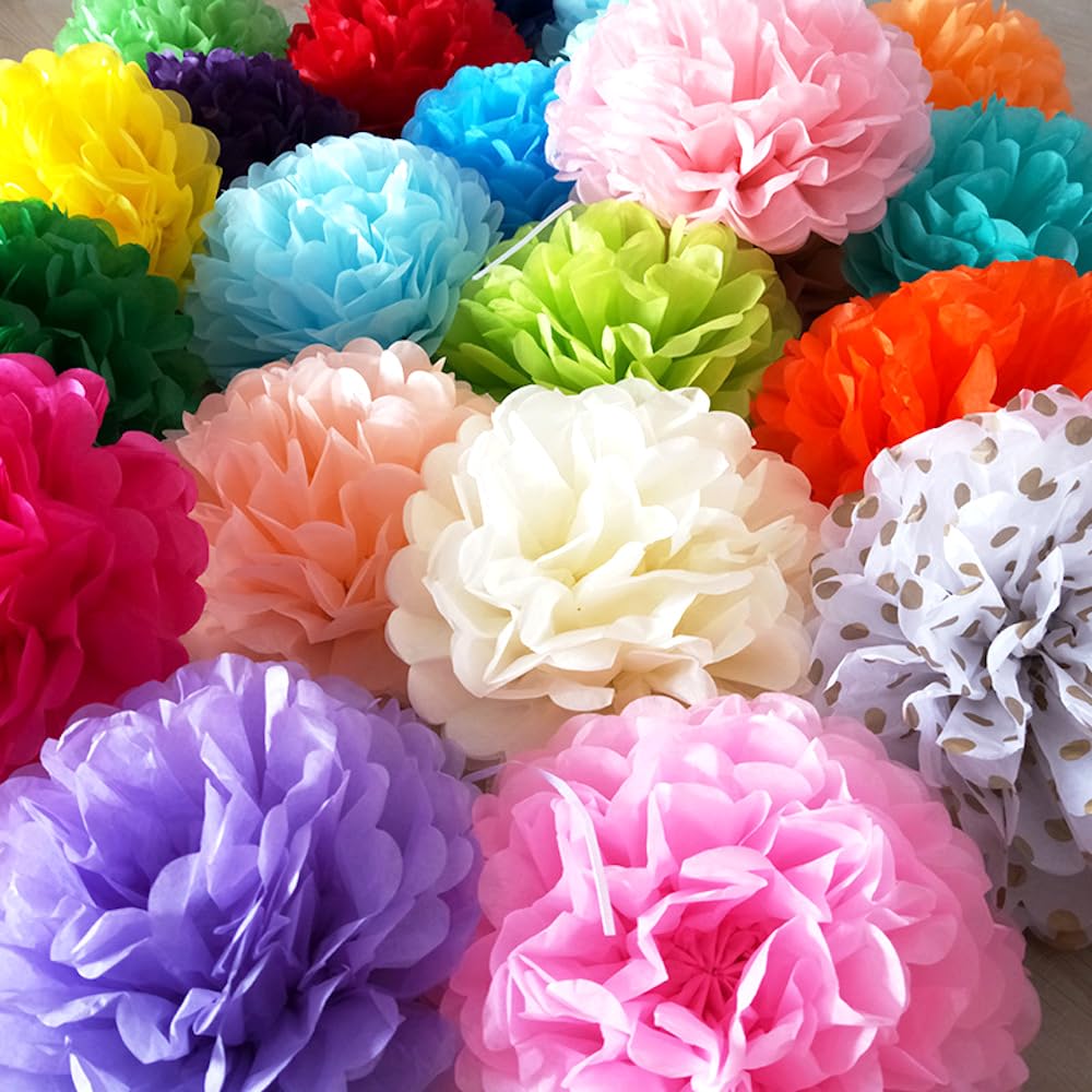 Paper Flower Pom Poms for Party Wedding Decoration Festival Birthday Baby Shower Christmas Garden Party Decoration,(Gray,30 cm)