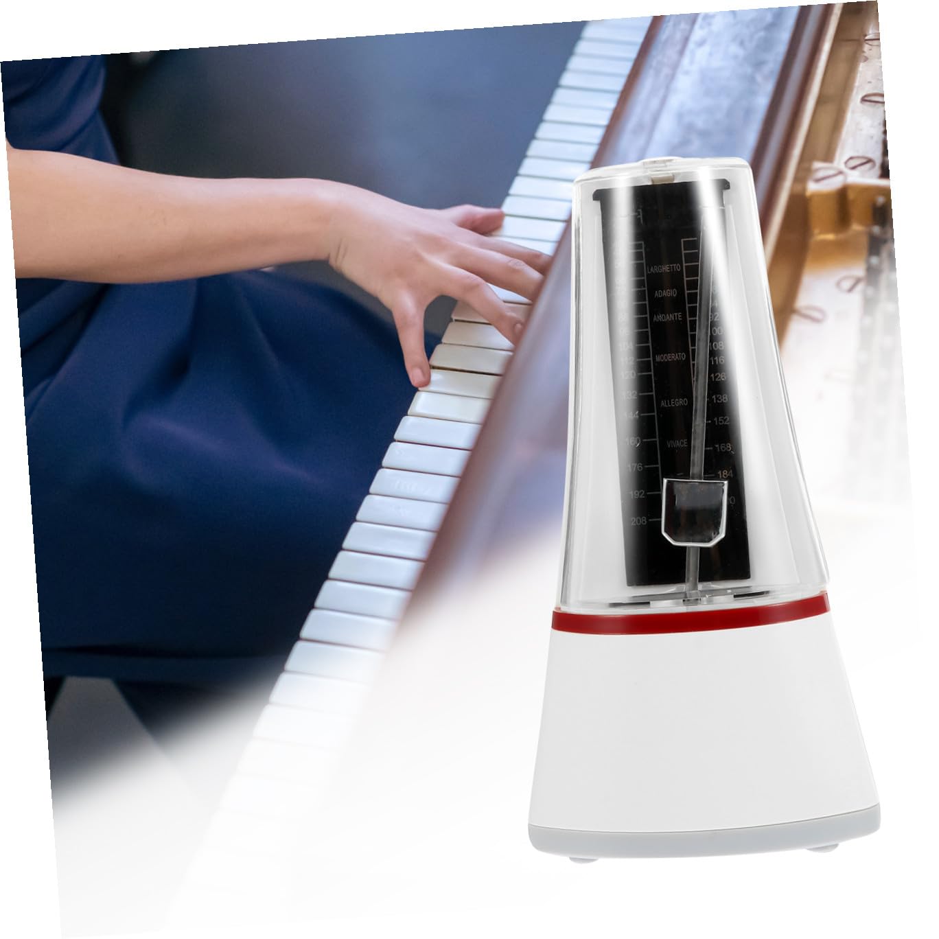 Mechanisches Metronom für Gitarre und Musikinstrumente aus Abs und Metall Weiß zur Rhythmusentwicklung und Tempoerhaltung für Anfänger Geeignet