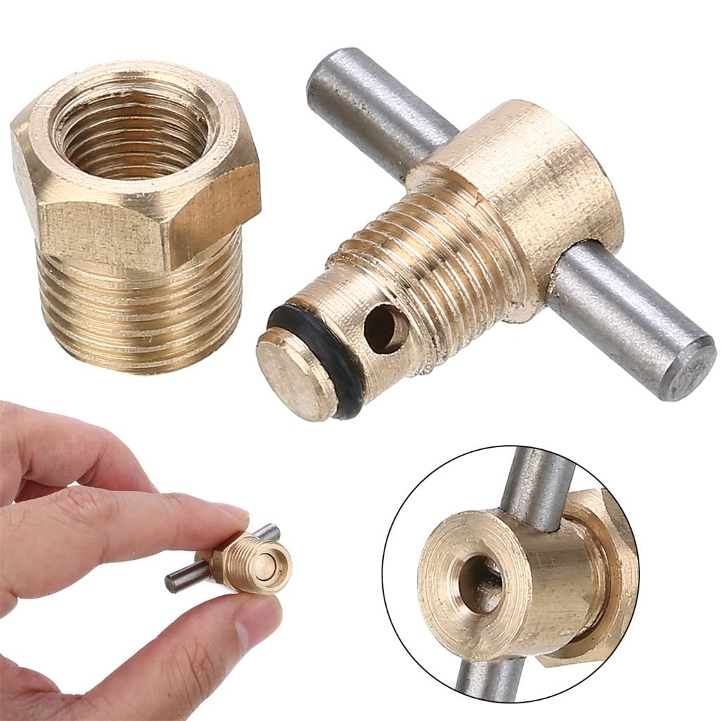 JSEIAJB 5 pc 1/4 Inch NPT Brass Drain Valve Air Compressor 12mm Dia for Tank