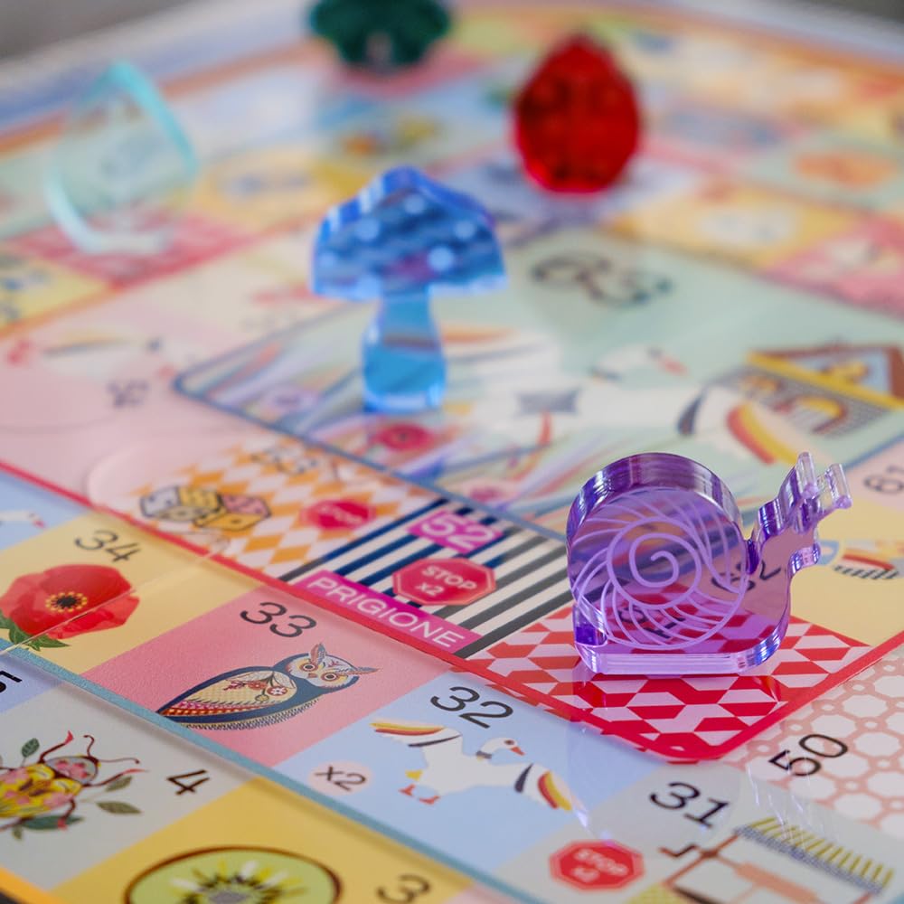 VESTA Jeu de table Vest'Oca – Inspiré du jeu de l'oie – Cristal acrylique – 40 x 40 cm – Coffret cadeau – Fabriqué en Italie